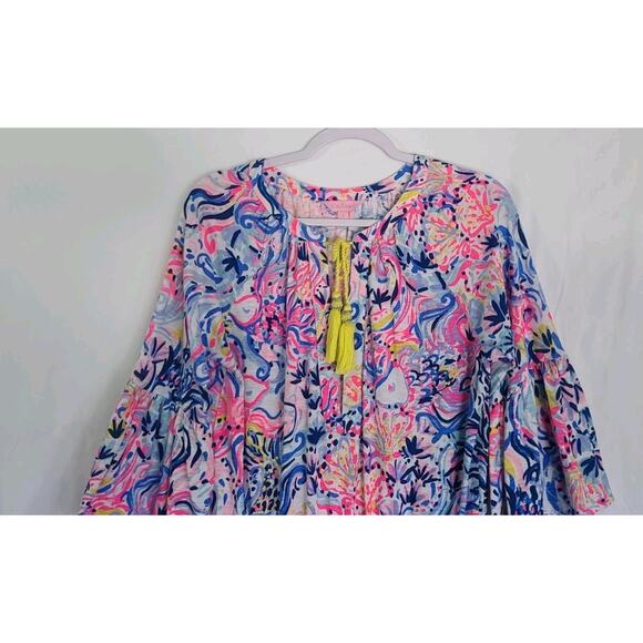 Lilly Pulitzer Women's Del Lago Pink Multicolored Tasseled Romper Small - Picture 4 of 9